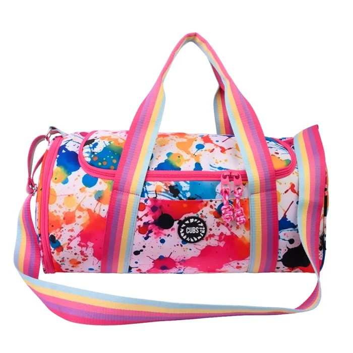 CUBS SPLASHING PAINT ONE SIDE POCKET LARGE DUFFEL HAND BAG FOR UNISEX, MULTICOLOR