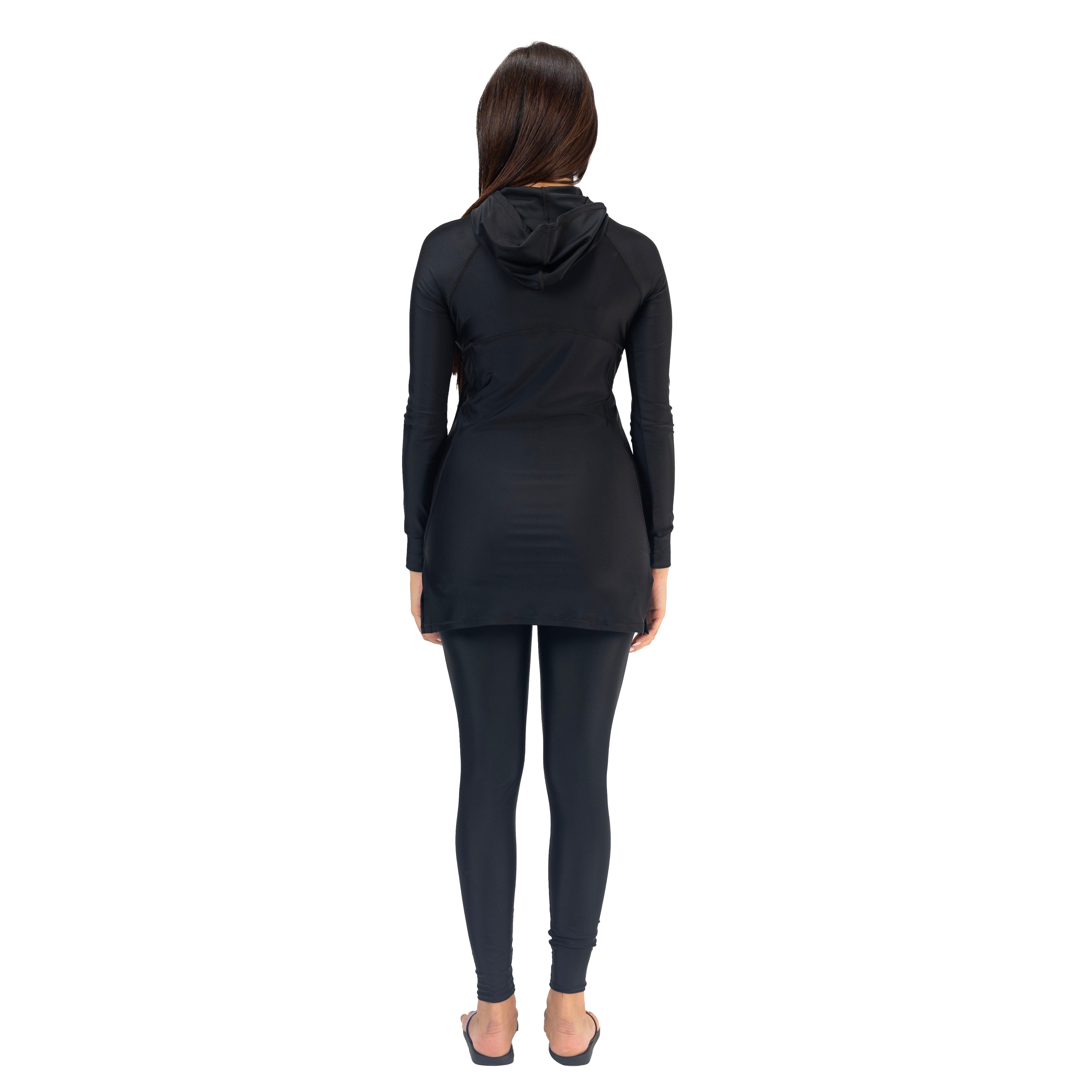 AEROBIRD MALIKA HOODED LONG SLEEVES TOP FOR WOMEN, BLACK