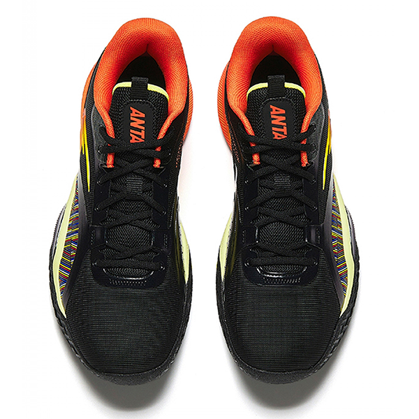 ANTA BASKETBALL SHOES FOR MEN, BLACK&YELLOW&ORANGE