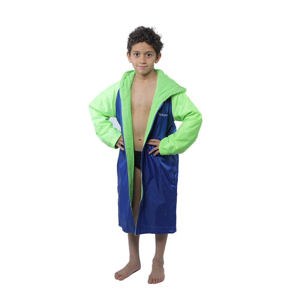 Aerobird Water Proof Robe With Sleeves & Hoodie For Kids, Blue & Green