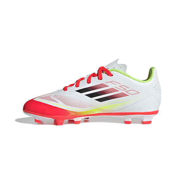 ADIDAS F50 CLUB FG/MG J FG SHOES FOR BOYS, Cloud White & Core Black & Solar Yellow