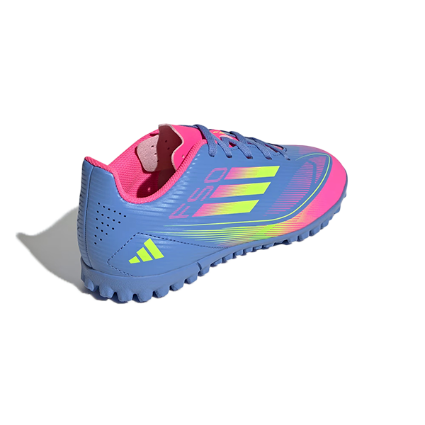 Adidas F50 Club Tf J Tartan Shoes For Boys, Blue Fusion & Lucid Lemon & Lucid Pink