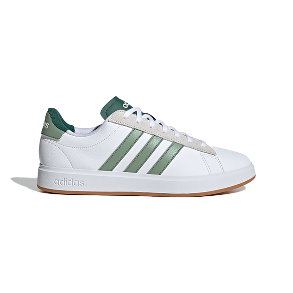 ADIDAS GRAND COURT 2.0 LIFESTYLE SHOES FOR MEN, Cloud White & Silver Green & Collegiate Green