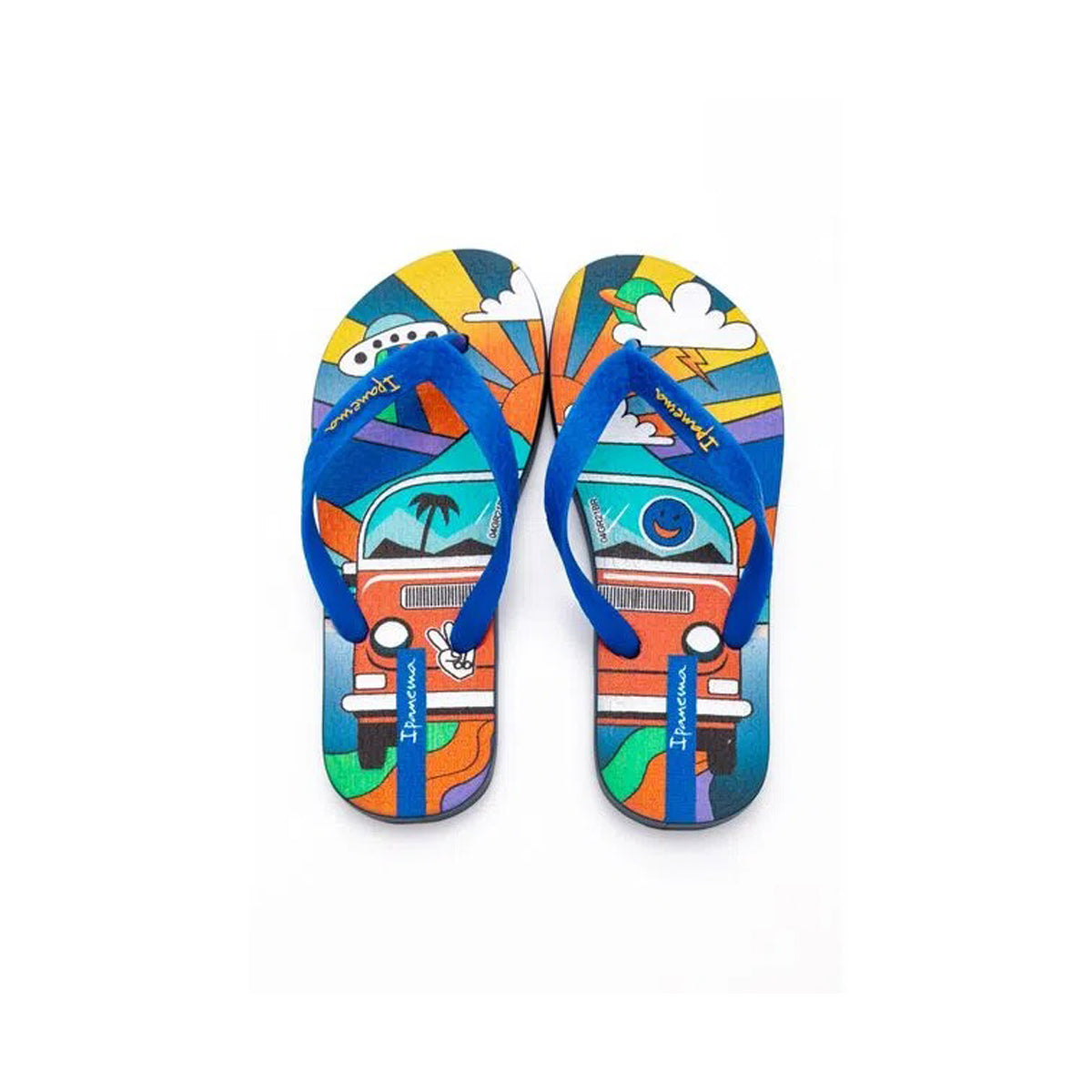 Ipanema Swimming Flip Flops For Kids, Blue & Yellow