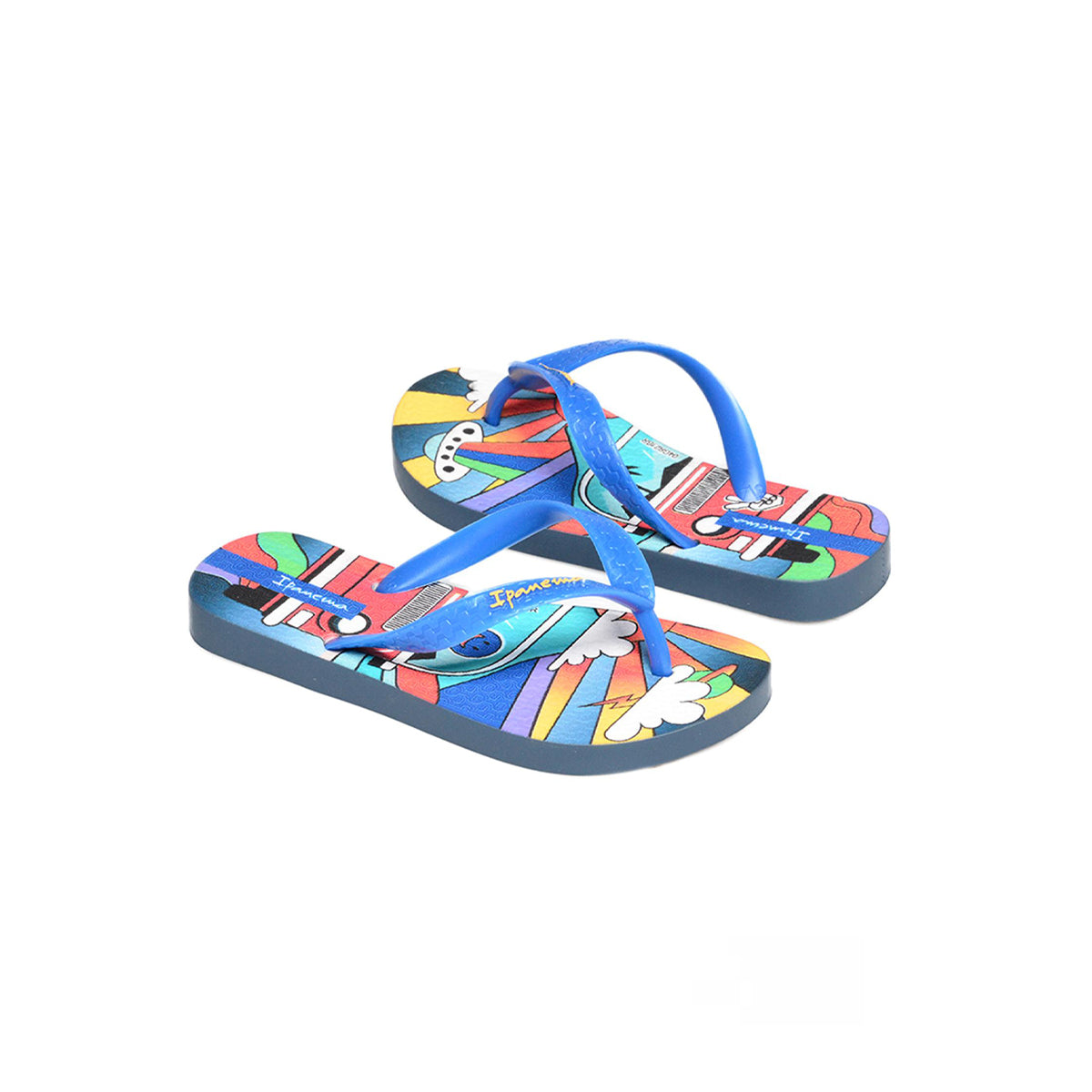 Ipanema Swimming Flip Flops For Kids, Blue & Yellow